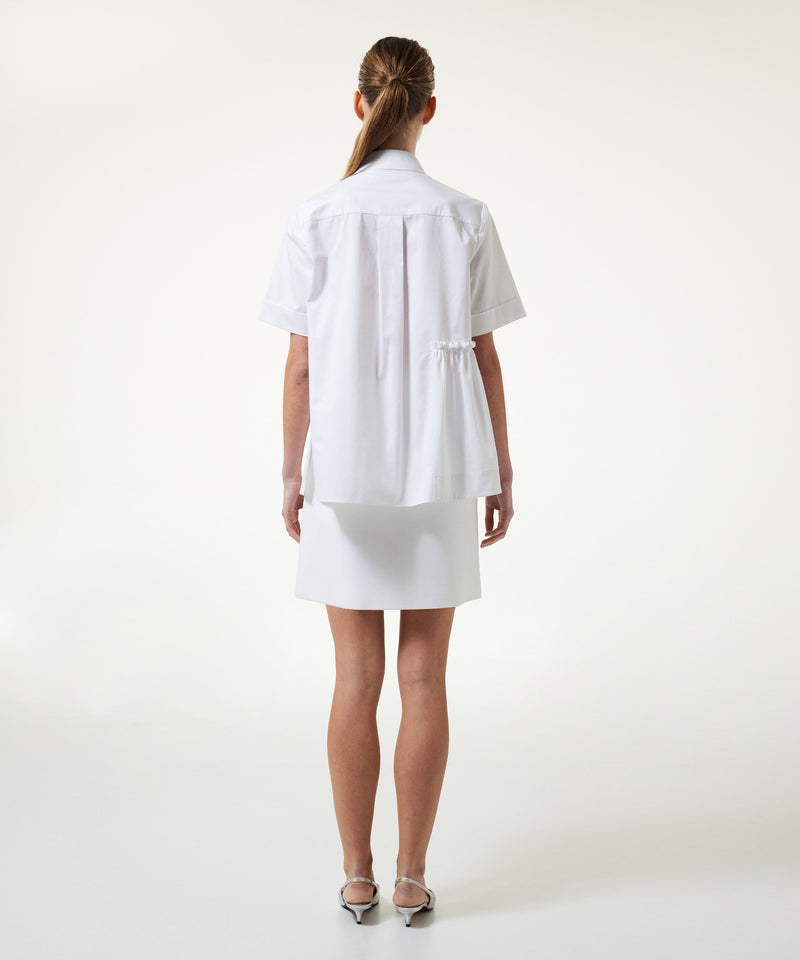 Machka Asymmetric Flounce Embroidered Shirt White