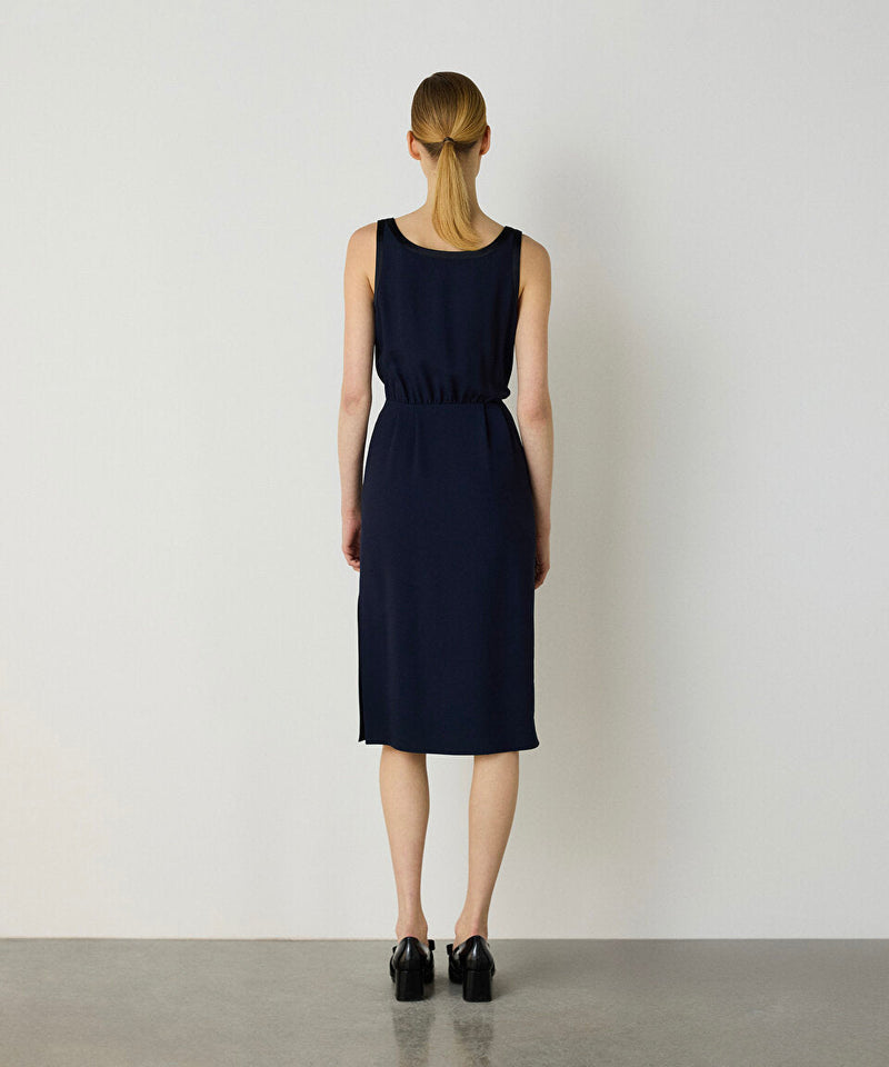 Machka Bow Crepe Dress Navy