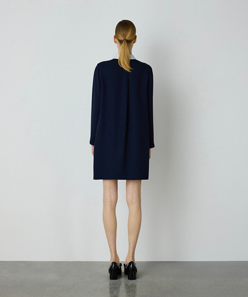 Machka Ruffle Colorblock Dress Navy