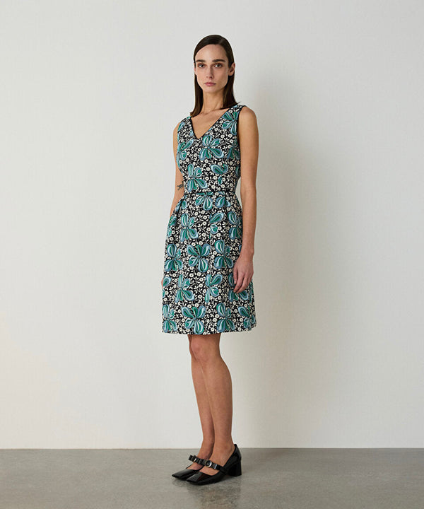 Machka Jacquard V-Neck Dress Green