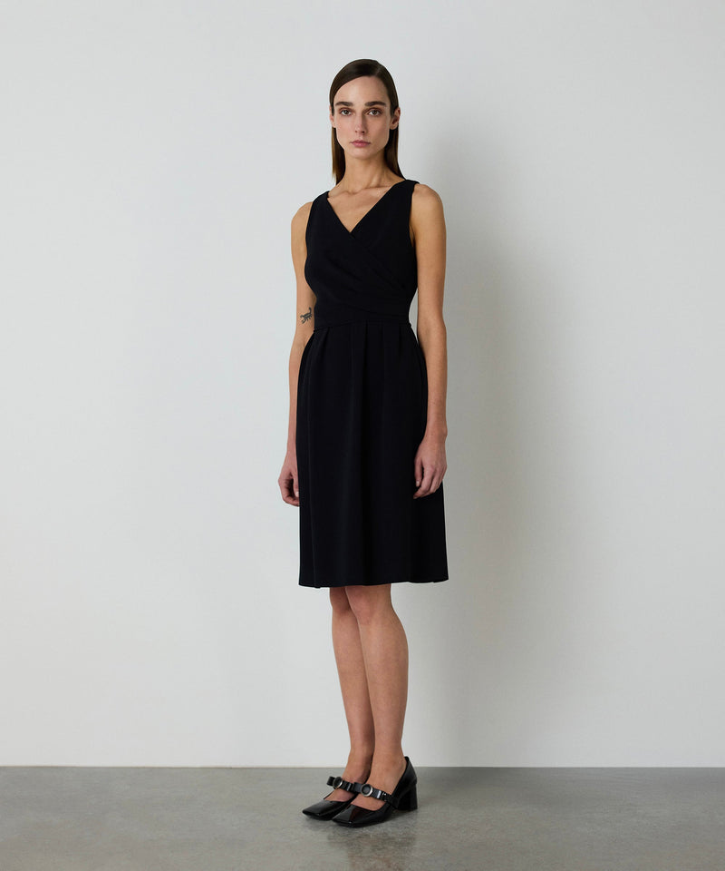 Machka Double Breasted Crepe Dress Black