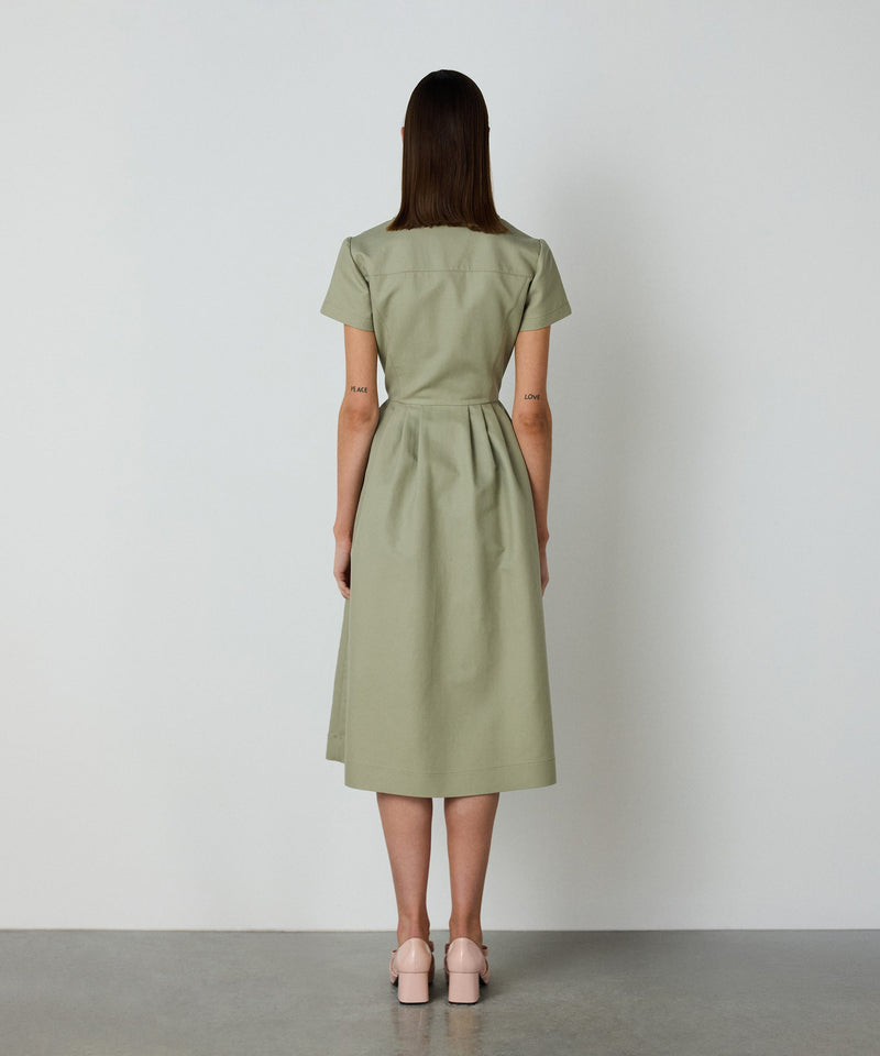 Machka Draped Shirt Dress Green