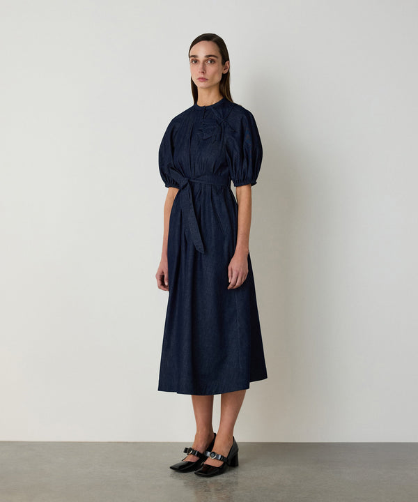 Machka Flower Applique Dress Indigo