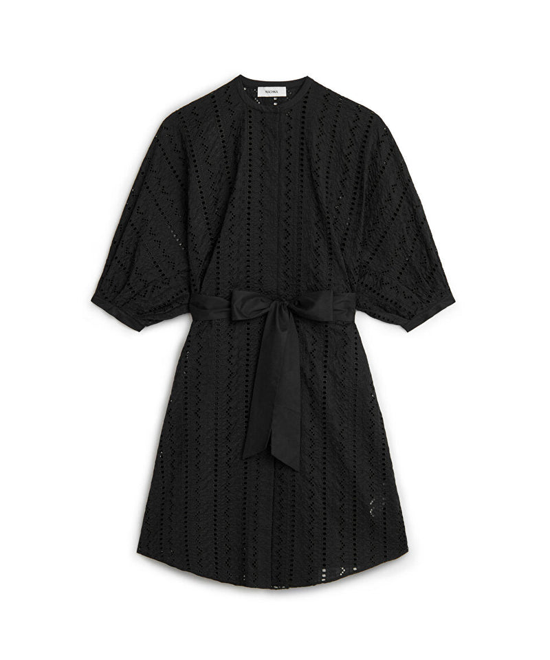 Machka Embroidered Shirt Dress Black