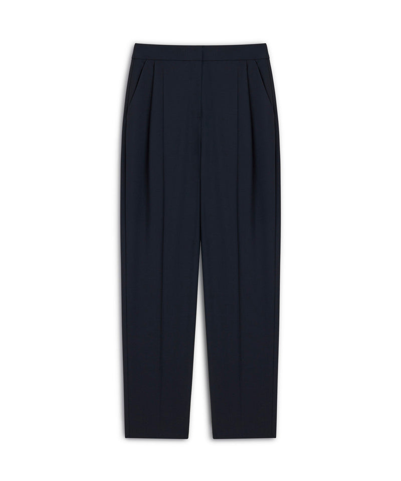 Machka Wool Blend Cigarette Fit Trousers Navy