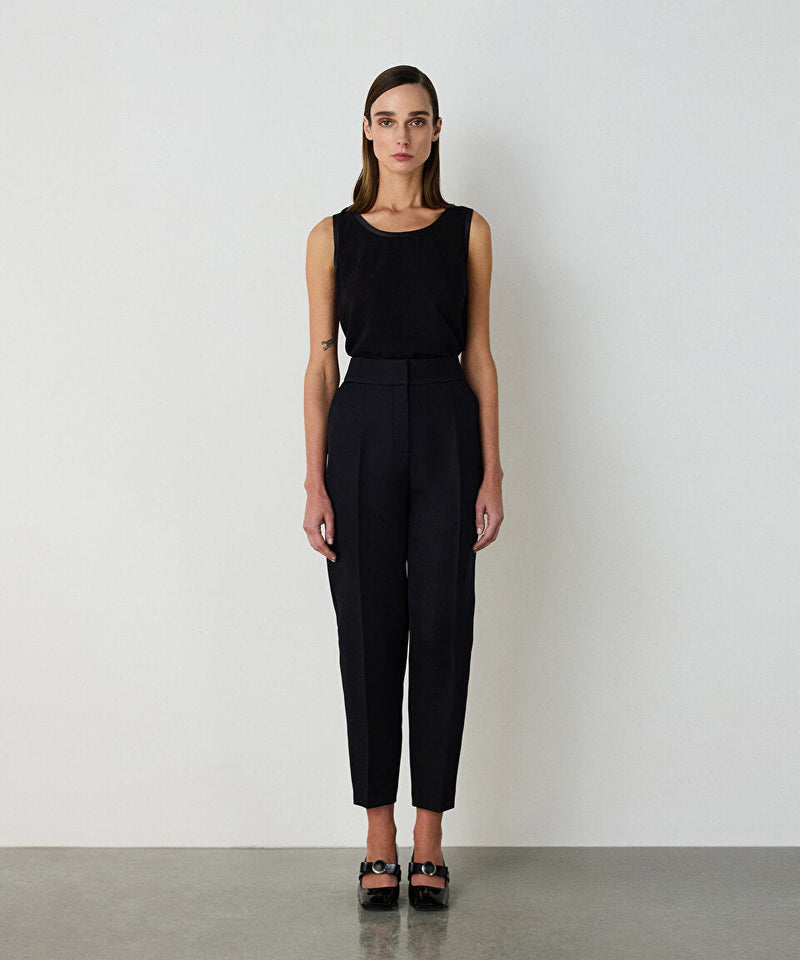 Machka Cigarette Fit Crepe Trousers Black