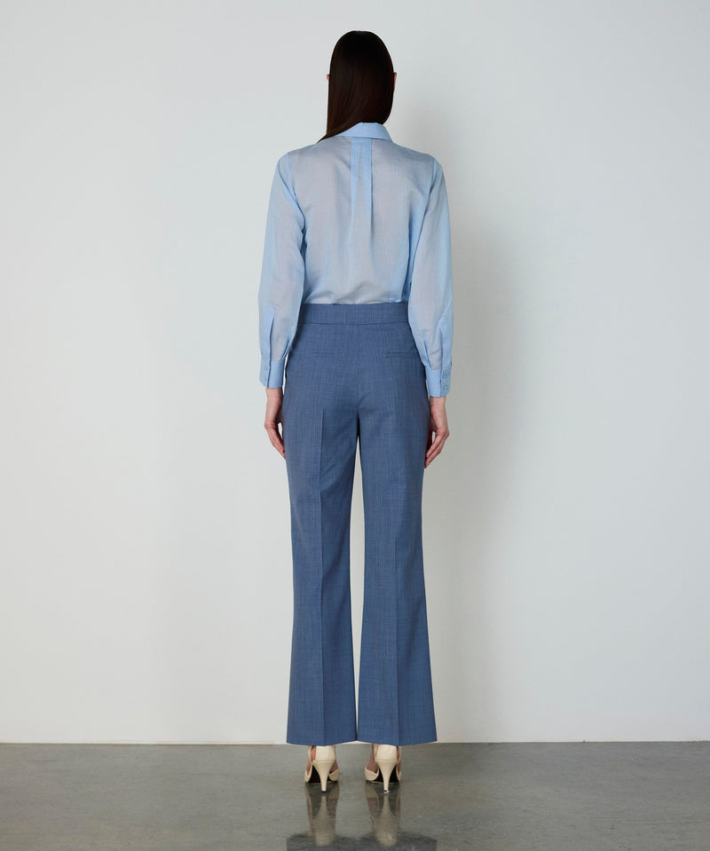 Machka Ribbed Stitched Trousers Light Blue