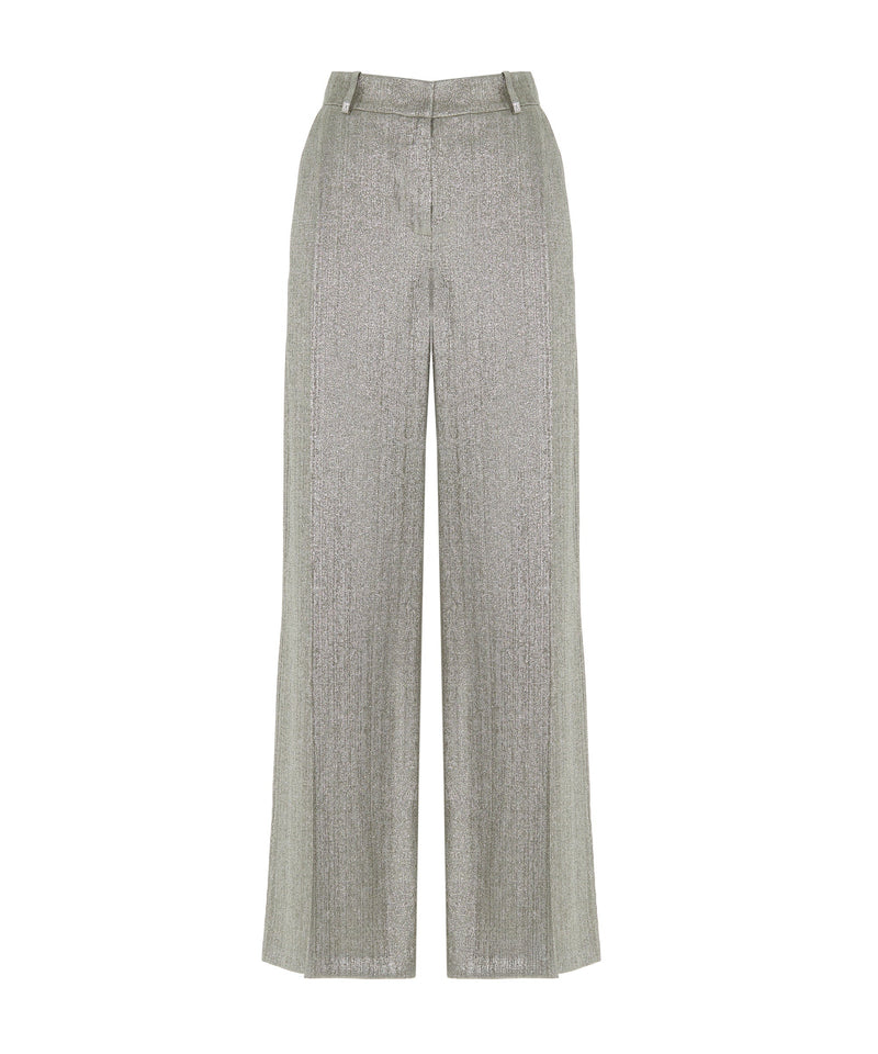 Machka Wide Leg Textured Trousers Light Yellow