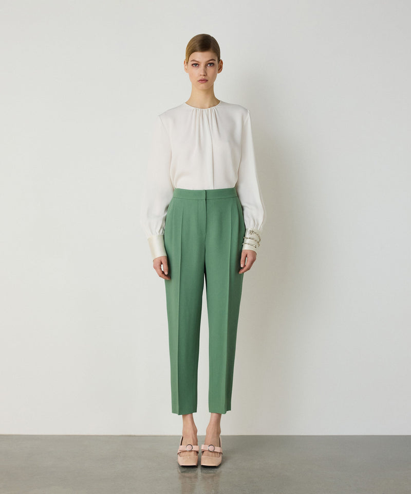 Machka Darted Crepe Trousers Green