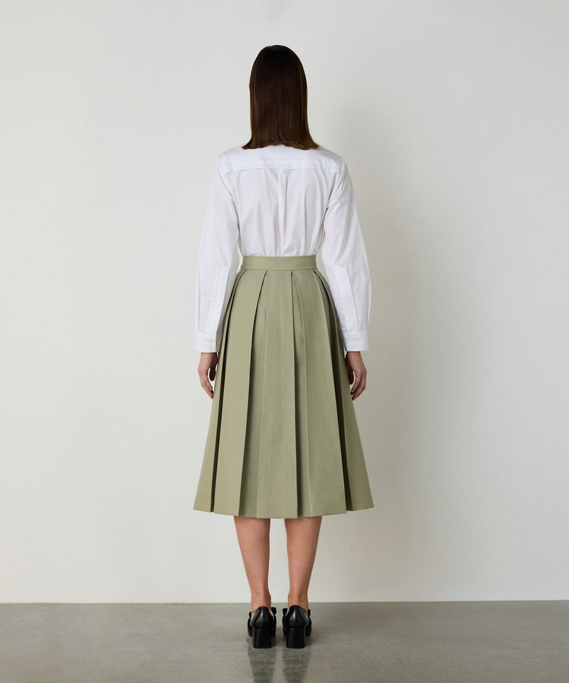 Machka Pleated Gabardine Skirt Green