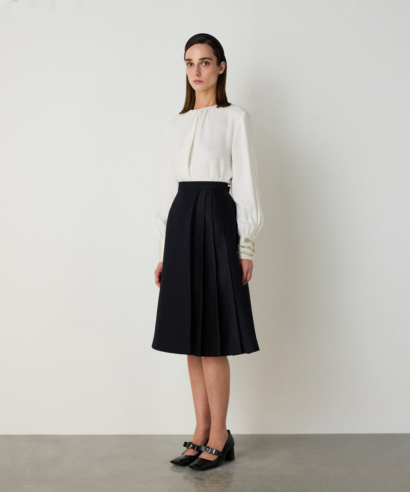 Machka High Waist Pleated Skirt Black