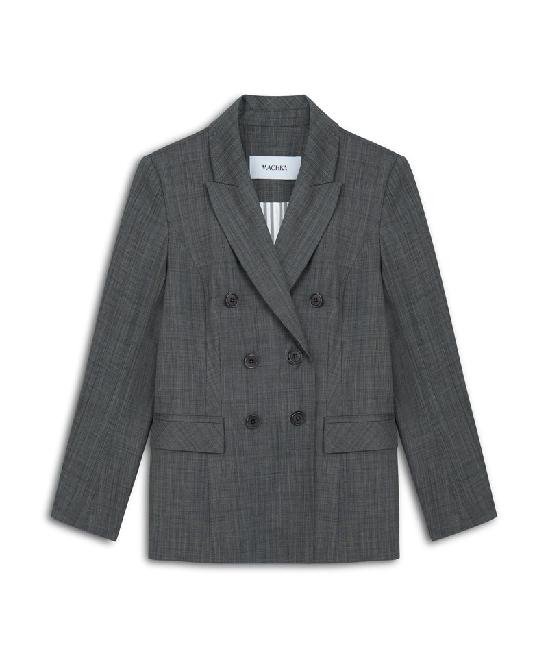 Machka Wool Double Breasted Blazer Grey