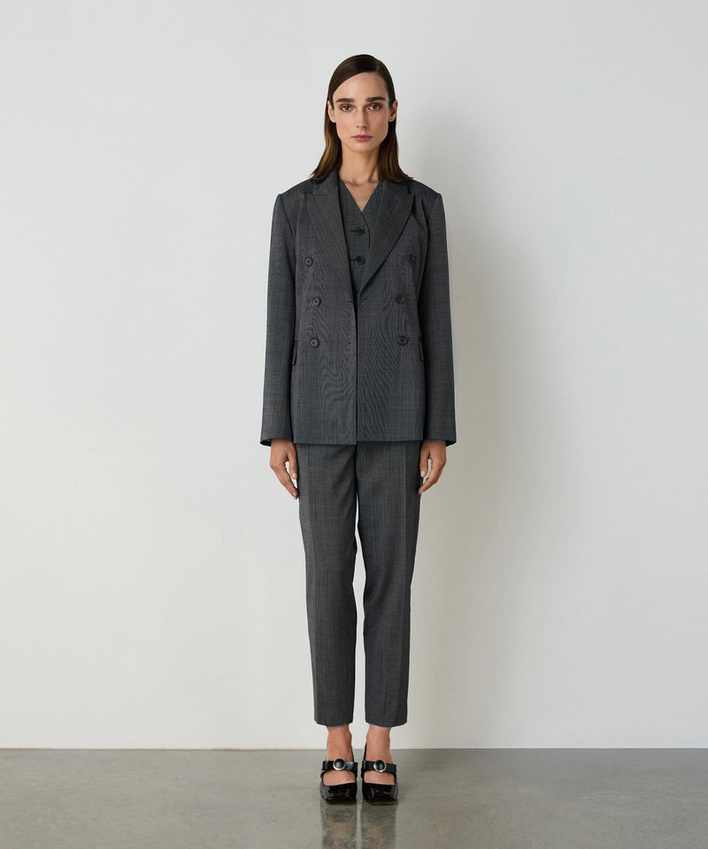 Machka Wool Double Breasted Blazer Grey