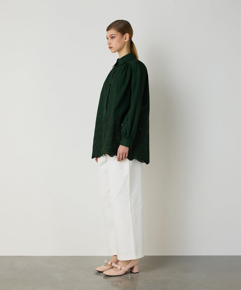 Machka Embroidered Oversize Blouse Green