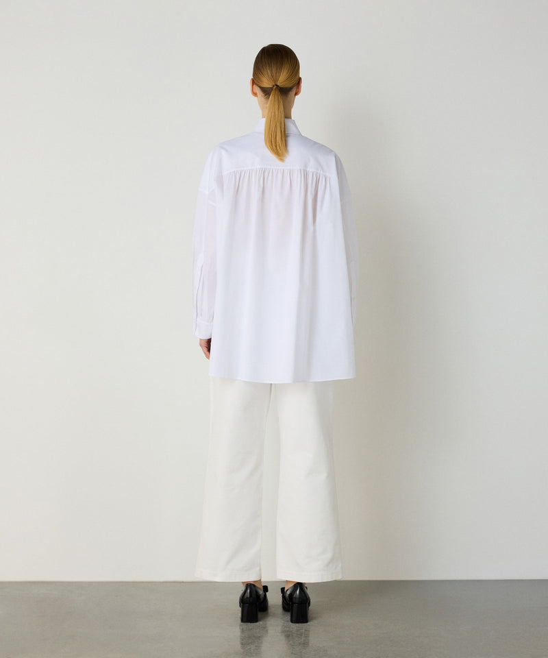 Machka Pleated Wide Cut Shirt White