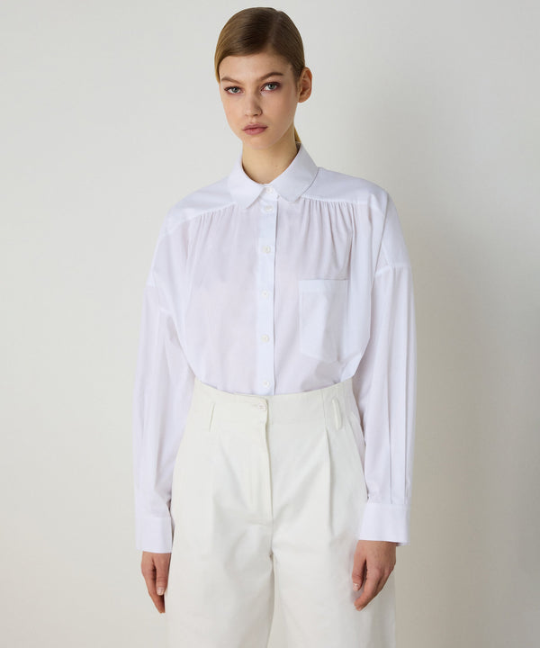 Machka Pleated Wide Cut Shirt White