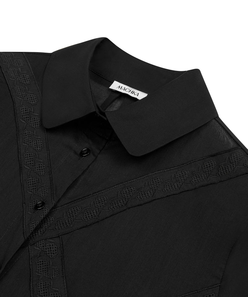 Machka Lace Mix Poplin Shirt Black