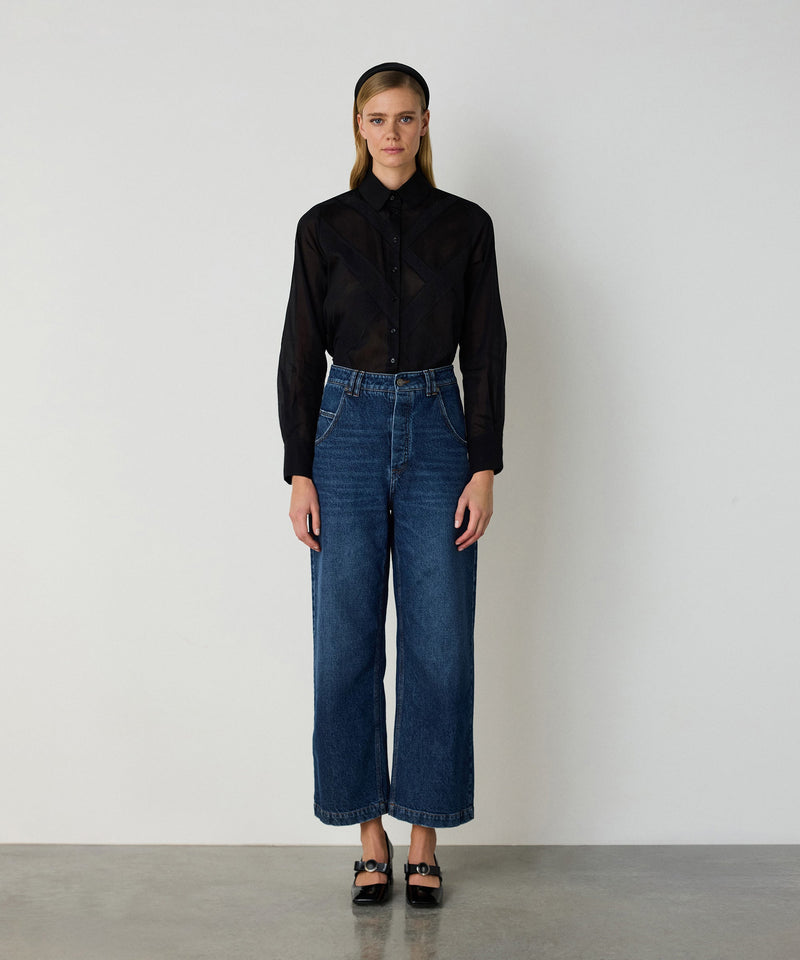 Machka Lace Mix Poplin Shirt Black