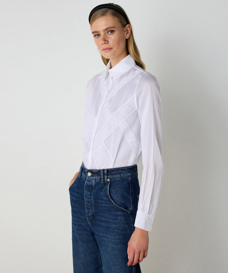 Machka Lace Mix Poplin Shirt White