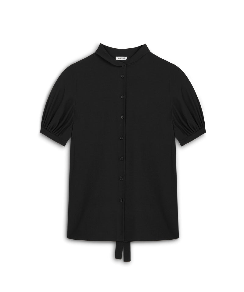 Machka Silk Shirt With Tie Collar Black