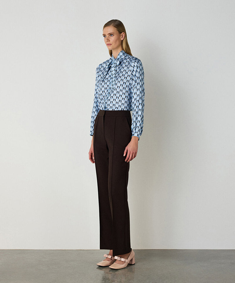 Machka Patterned Silk Shirt Blue