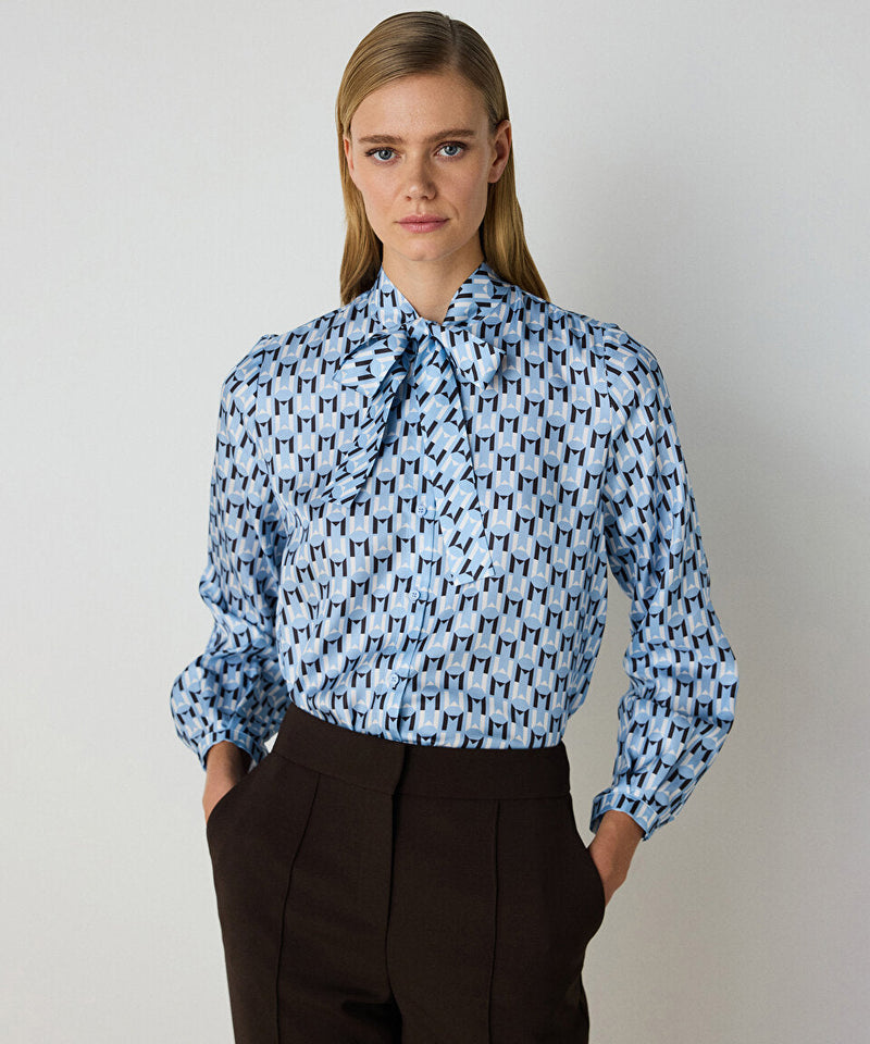 Machka Patterned Silk Shirt Blue