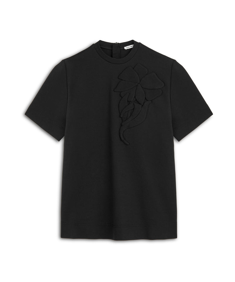 Machka Relaxed Fit T-Shirt With Floral Applique Black