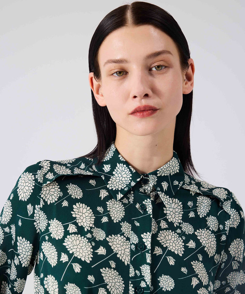 Machka Patterned Shirt Collar Dress Light Green