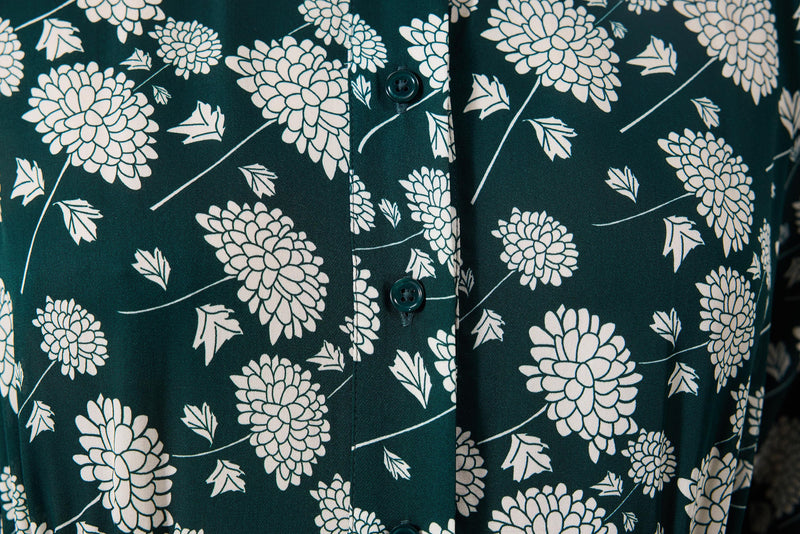 Machka Patterned Shirt Collar Dress Light Green