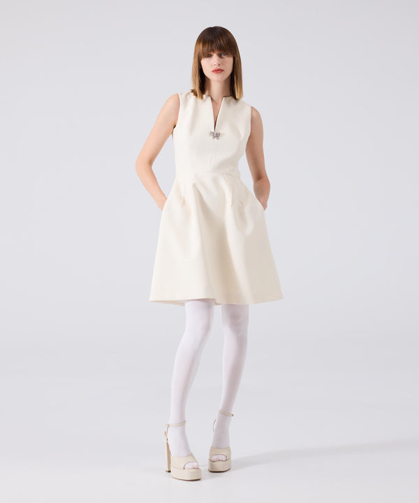 Machka Waist-Accented Crepe Dress
 Ecru