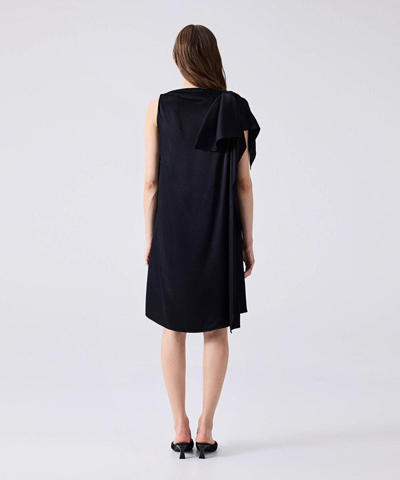 Machka Asymmetrical Bow Dress Black