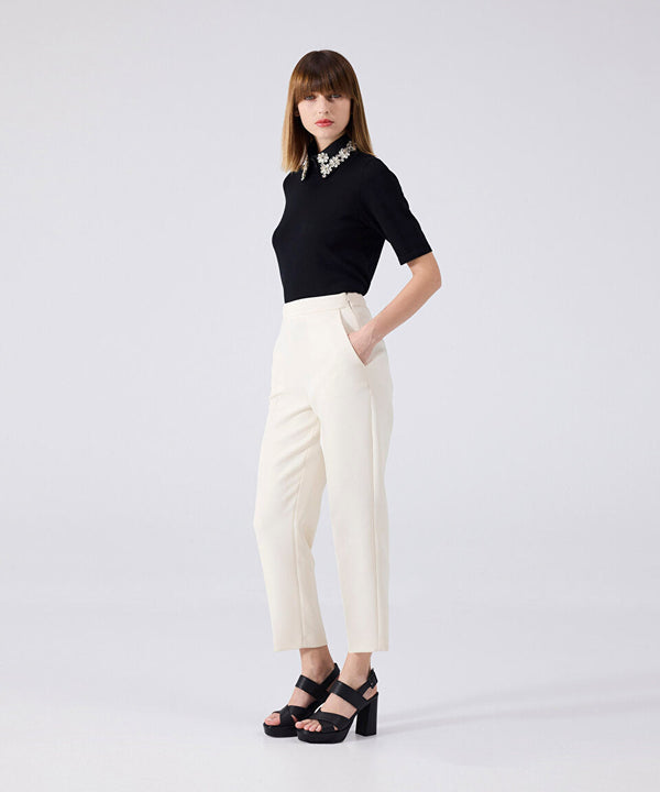 Machka Cigarette Fit Trousers Off White