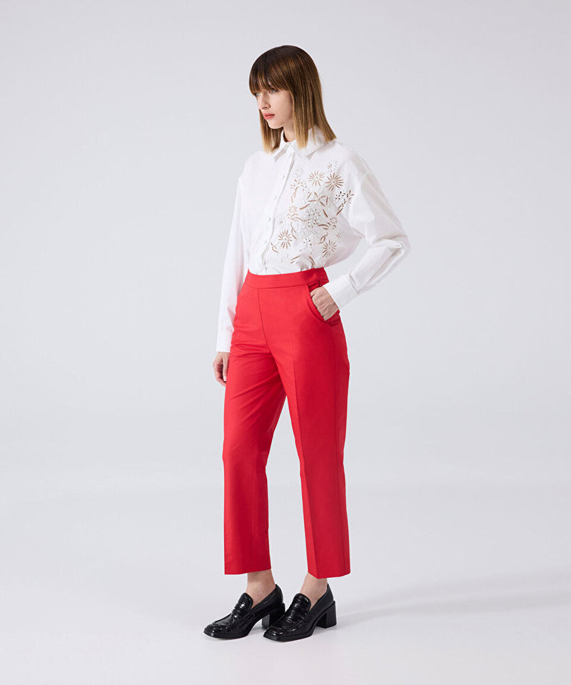 Machka Cigarette Fit Trousers Red