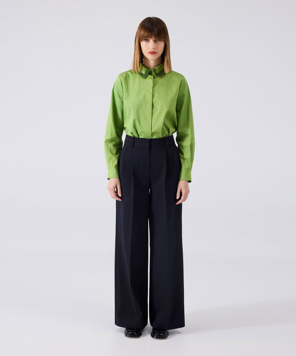 Machka Wide Leg Fit Pleated Trousers
 Navy Blue