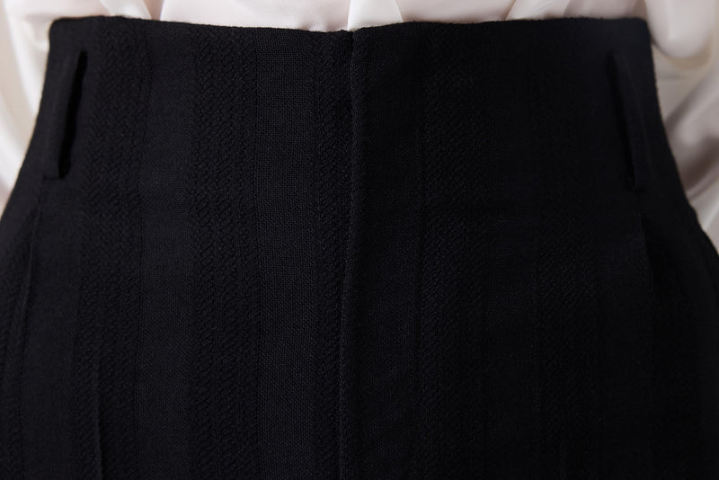 Machka Striped Textured Wool Trousers Black