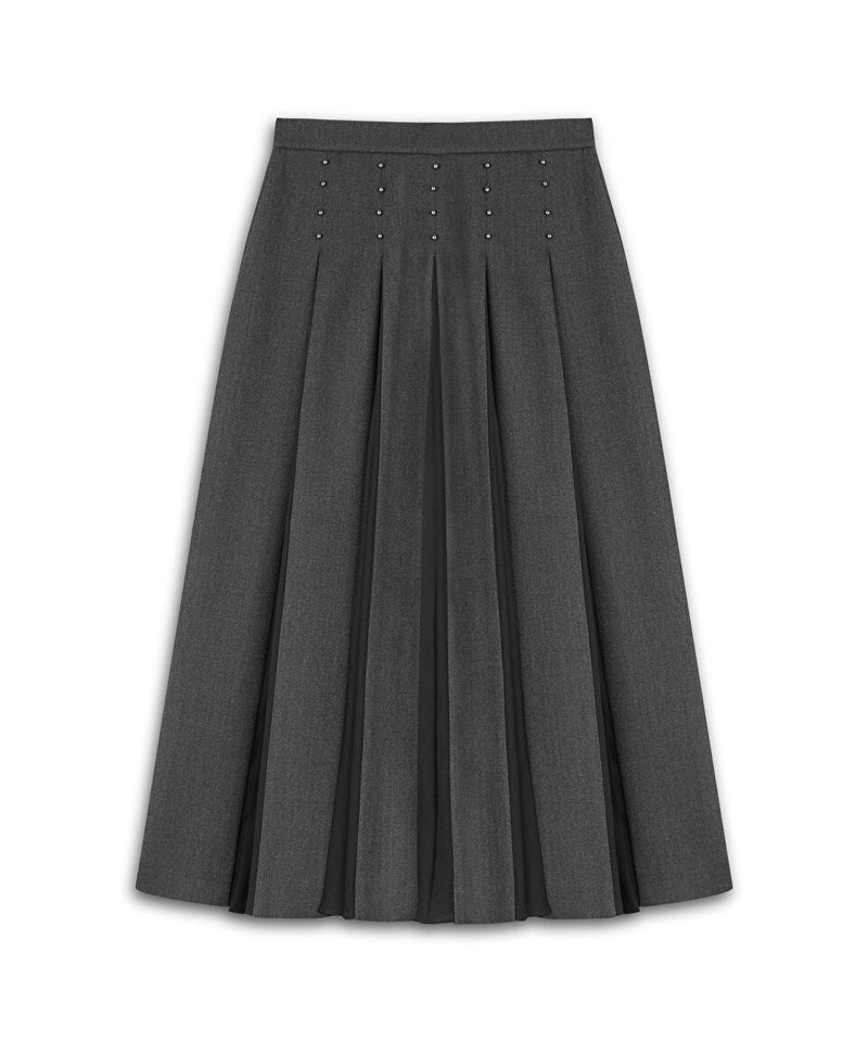 Machka Metallic Accessory Midi Skirt Dark Grey