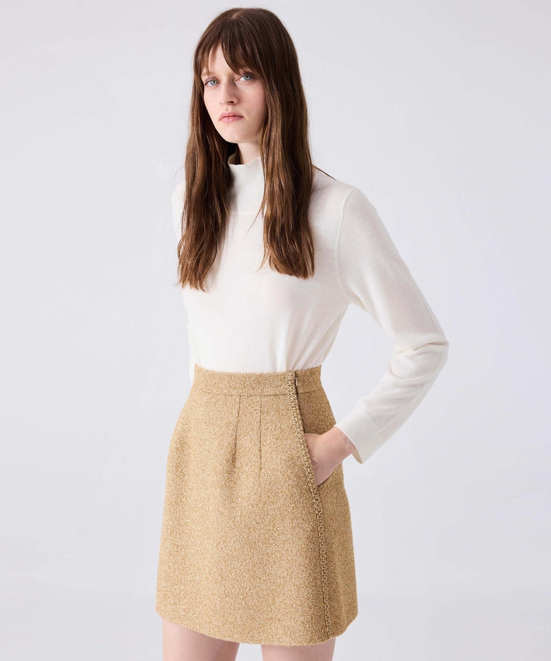 Machka Tweed Skirt With Shiny Threads Gold