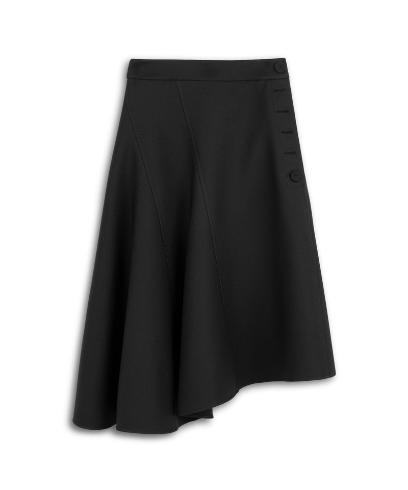 Machka Asymmetrical Midi Skirt Black