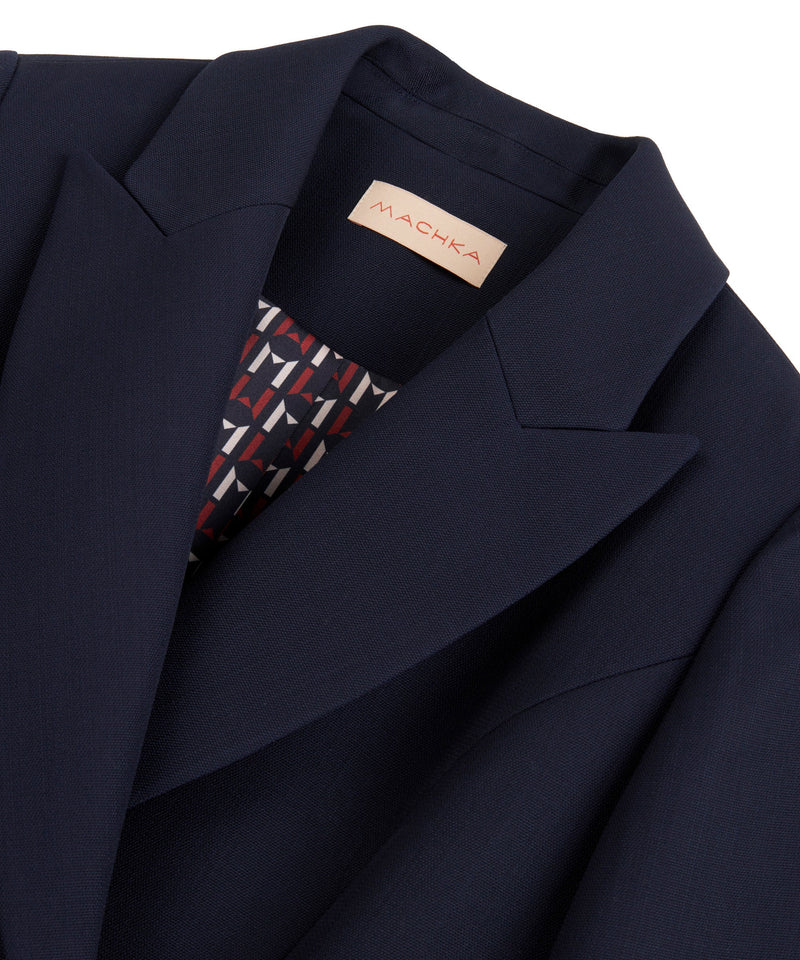 Machka Double Breasted Wool Blazer Navy