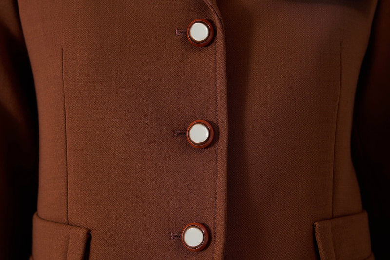 Machka Short Blazer With Metal Buttons
 Brick