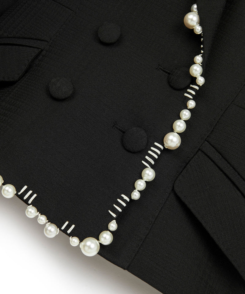 Machka Blazer With Faux Pearl Accessories Black