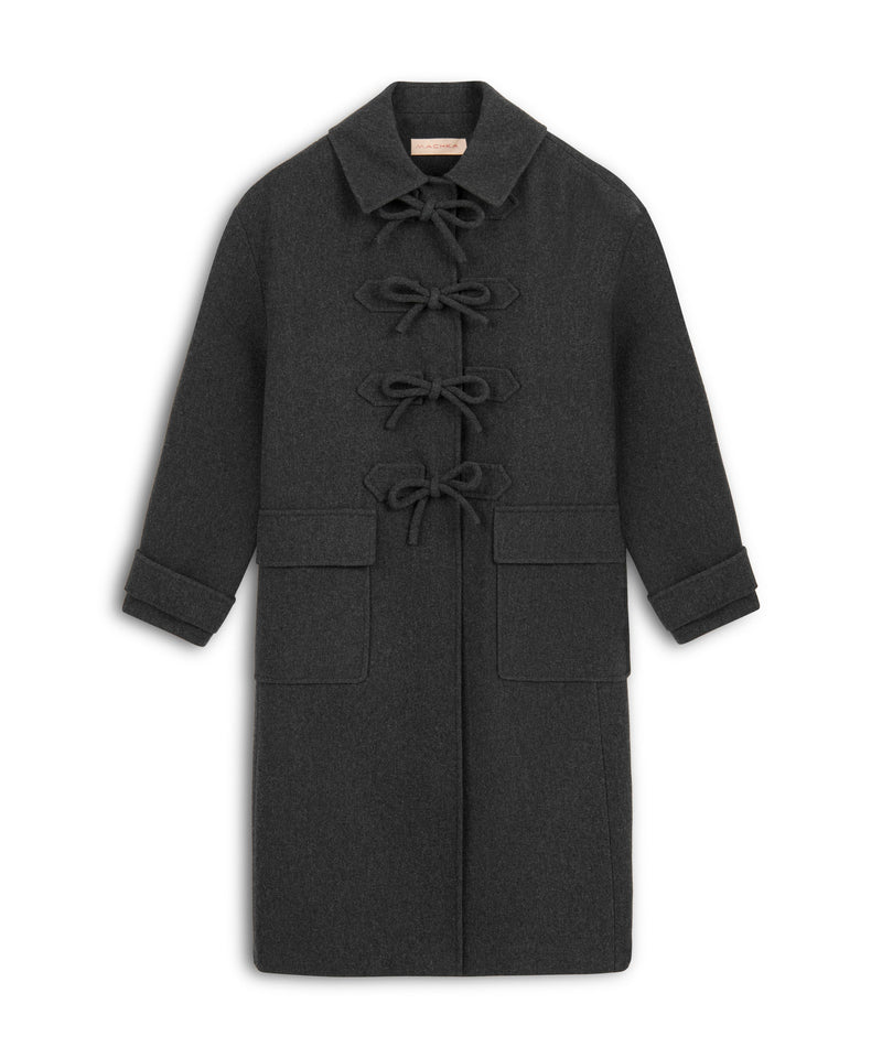 Machka Bow Shirt Collar Coat Anthracite