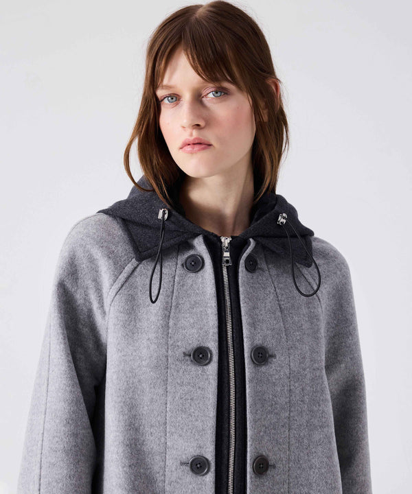 Machka Colorblock Wool And Cashmere Blend Coat Light Grey