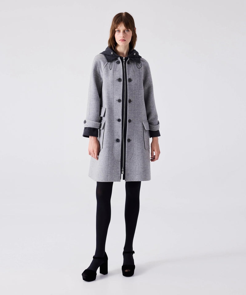 Machka Colorblock Wool And Cashmere Blend Coat Light Grey