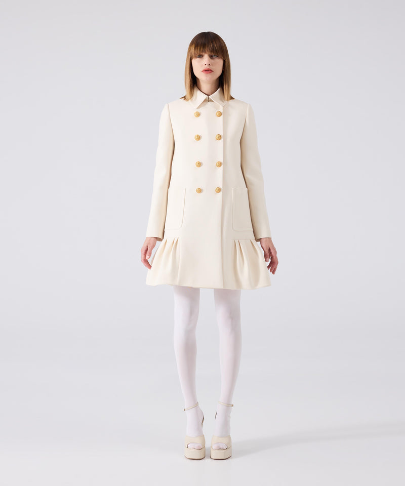 Machka Flounce Topcoat With Metal Buttons
 Ecru