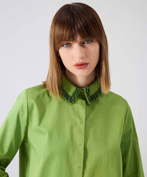 Machka Embroidered Poplin Shirt Pistachio Green