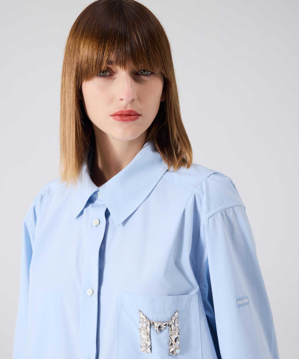 Machka Embroidered Logo Shirt Ice Blue