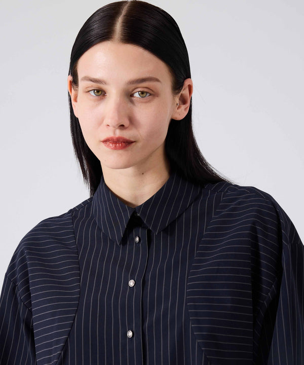 Machka Striped Pattern Oversize Shirt Black