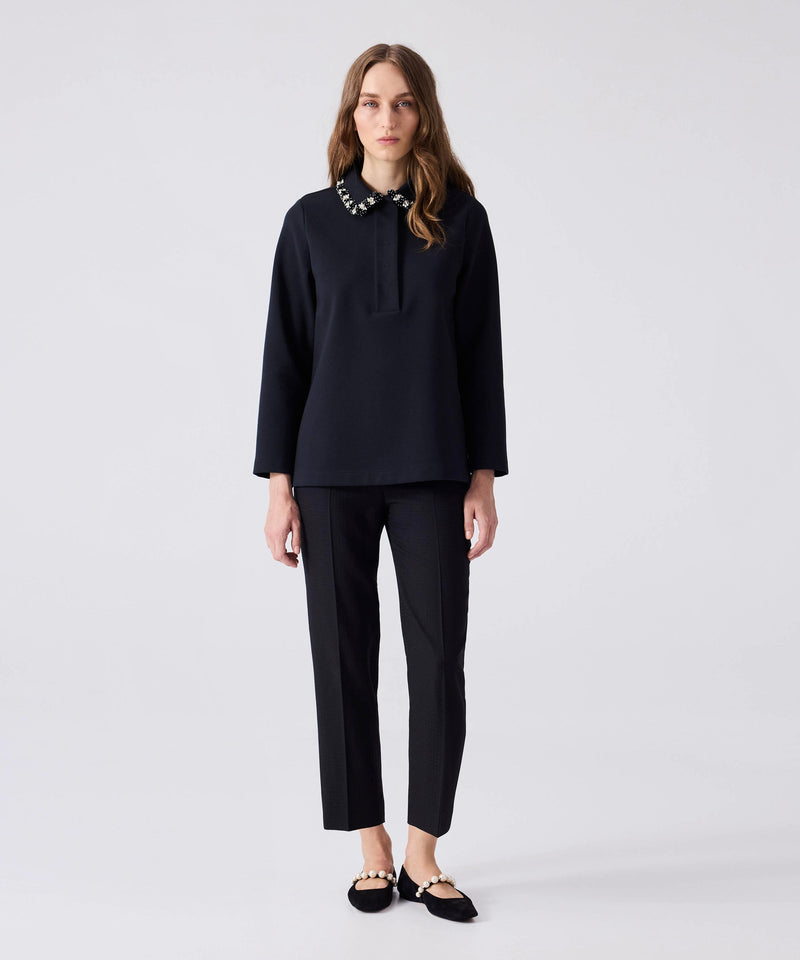 Machka Embroidered Long Sleeve T-Shirt Black