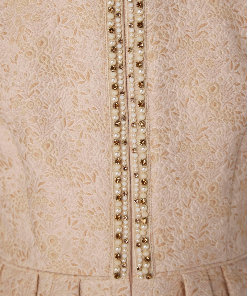 Machka Pleated Waist Jacquard Dress Off White